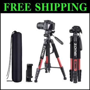 Premium 74-Inch Aluminum Tripod for Cameras & Smartphones - Perfect for Vlogging - Picture 1 of 3