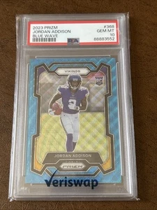 Prizm Calcio 2023 Jordan Addison Onda Blu 14/199 PSA 10 n.368 - Foto 1 di 2