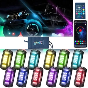 Car Underglow 360 Degrees Bluetooth RGB LED Rocklights Accent Kit Brake Signa... - Picture 1 of 8