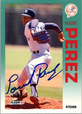 1992 Fleer - Pascual Perez #240 AUTO AUTOGRAPHED SIGNED NEW YORK YANKEES - Image 1 of 2