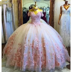 Vestidos de Quinceañera Rosa Apliques Vintage Cumpleaños Princesa Fiesta Vestidos - Imagen 1 de 6