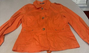 Liz Claiborne Orange Jacket Womens Pockets Long Sleeve Button Up Size XL - Picture 1 of 8
