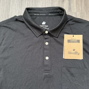 Woolly Everyday Merino 175 GSM 100% Merino Wool Polo Shirt Mens Large Black NEW - Picture 1 of 11