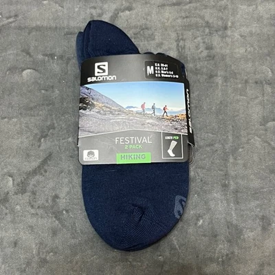 Paquete de 2 calcetines de senderismo Salomon Festival - estado de ánimo índigo/denim oscuro - talla M - nuevos Foto 1 de 4