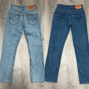Levi’s 511 Girls Jeans Size 12 Regular 26x27 Light & Dark Wash Sold As A Set - Picture 1 of 9