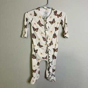 Caden Lane Size 3-6m Bamboo Sleeper Butterfly Kisses Ruffle Zip - Picture 1 of 5