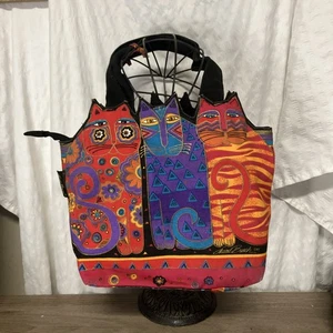 Laurel Burch Handtasche 3 Katzen klein Canvas - Bild 1 von 9