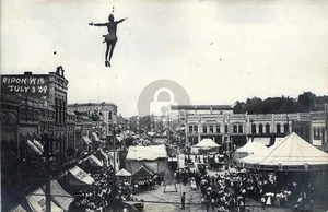 Ripon WI Wisconsin Circus Acrobat Above Town 1909 RPPC Photo Postcard COPY - Picture 1 of 2