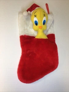 Calza di Natale peluche 1990 vintage Tweety Bird Looney Tunes HTF - Foto 1 di 4
