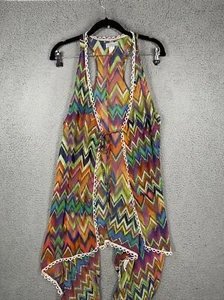 Venus Sheer Beach Cover Up ZigZag Multicolor Medium Summer Tie Too Open - Picture 1 of 9