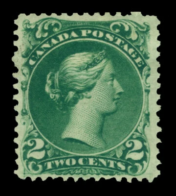 CANADA 1868 Queen Victoria  2c deep green  Scott # 24 mint MH F/VF - Image 1 of 2