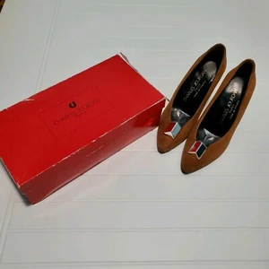 Vintage Charles Jourdan Paris Brown Suede High-Heel Pumps 5.5 NEW! - Picture 1 of 5
