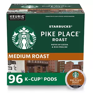 Starbucks K-Cup Cialde Caffè Pike Place Tostatura per Keurig 4 Scatole (96 Cialde Totali - Foto 1 di 8