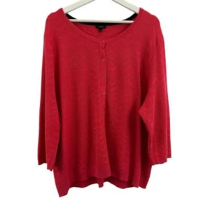 Talbots Women’s Zig Zag Pink Button Down Cardigan Sweater Size 2X - Picture 1 of 5