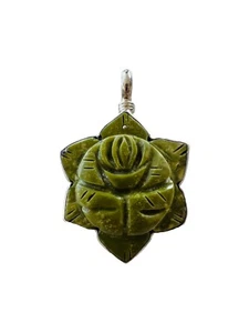 Coreen Cordova Que Milagro 925 Silver Carved Green Flower Gemstone Pendant - Picture 1 of 5