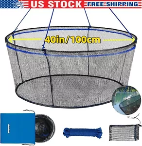 40" Foldable Fishing Bait Trap Crab Net Crawdad Shrimp Cast Dip Cage Fish Minnow - Picture 1 of 9