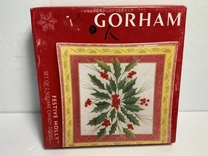 Gorham Festive Holly Glass Candy Dishes - Picture 1 of 6