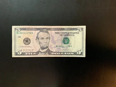 2013 $5 DOLLAR BILL MH88111178B - Image 1 of 4