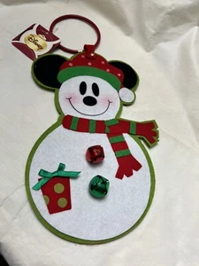 Disney Schneemann Mickey Mouse Filz Türknauf Aufhänger Weihnachten Jingle Bells Neu mit Etikett - Bild 1 von 7