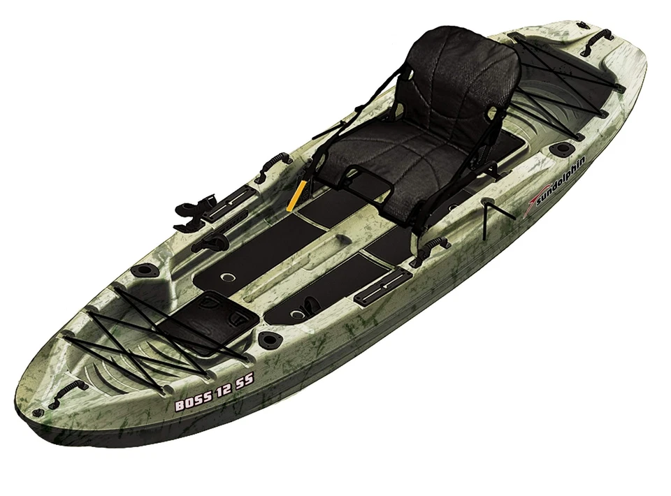 Boss SS Sit-On/Stand On Top Angler Kayak (Grass Camo, 12.3-Feet) - Image 1 of 4