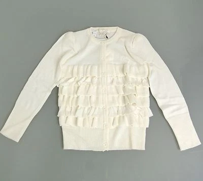 全新正品古驰儿童荷叶边羊毛/羊绒/丝绸毛衣上衣,白色,4,270714 — 第 1/4 张图片