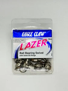 12 Eagle Claw Black Ball Bearing Swivels 400 Lbs Welded SS STAINLESS Rings Sz 8 - Picture 1 of 2