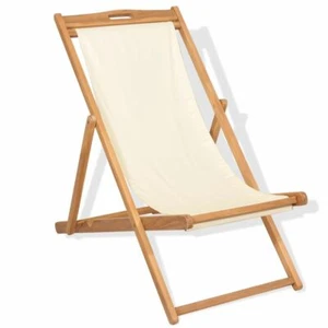Liegestuhl Teak 56×105×96 Creme E4Q8 - Bild 1 von 12