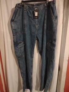 NWT fashion Nova denim jeans size 20 Dont You Worry Wide Leg Carpenter Jeans - Picture 1 of 7