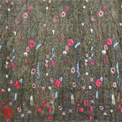 Tela de encaje floral bordado 51" 0,5 años 8 colores vestido de novia tela de encaje con cordón Foto 1 de 4