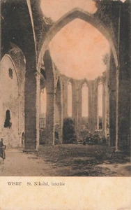 Postcard Wisby Sweden St. Nikolai Church Interior Ruins - Picture 1 of 2