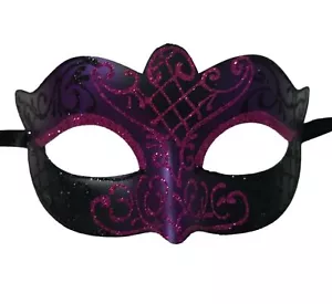 Black Purple Scroll Mardi Gras Masquerade Venetian Prom Small Teen Kid Mask - Picture 1 of 4