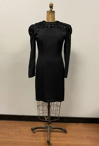 Vintage 1980’s ADELE SIMPSON Black Cocktail Dress, Great Little Black Dress! - Picture 1 of 10
