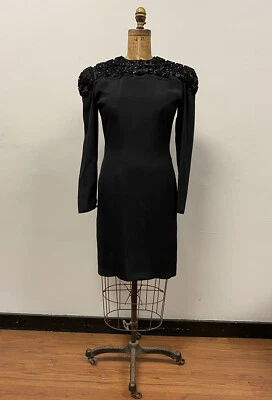 Vintage 1980’s ADELE SIMPSON Black Cocktail Dress, Great Little Black Dress! - Image 1 of 4