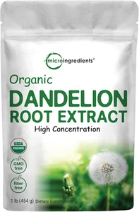 Micro Ingredients Organic Dandelion Root Tea Powder, 1Lb Premium Dark Tea Source - Picture 1 of 6