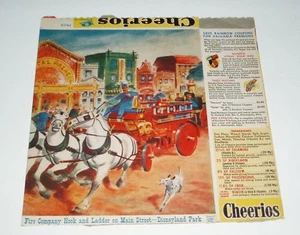 1955 CHEERIOS Cereal Box w/ Disneyland Park Lightup #15 Main Street Firetruck - Picture 1 of 2