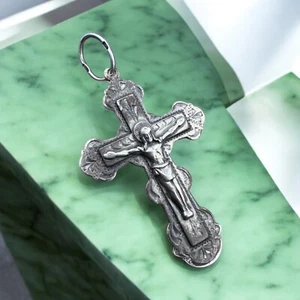 AA SALE ! Cross Old STERLING SILVER 925 Icon Pendant amulet jewelry vintage icon - Picture 1 of 23