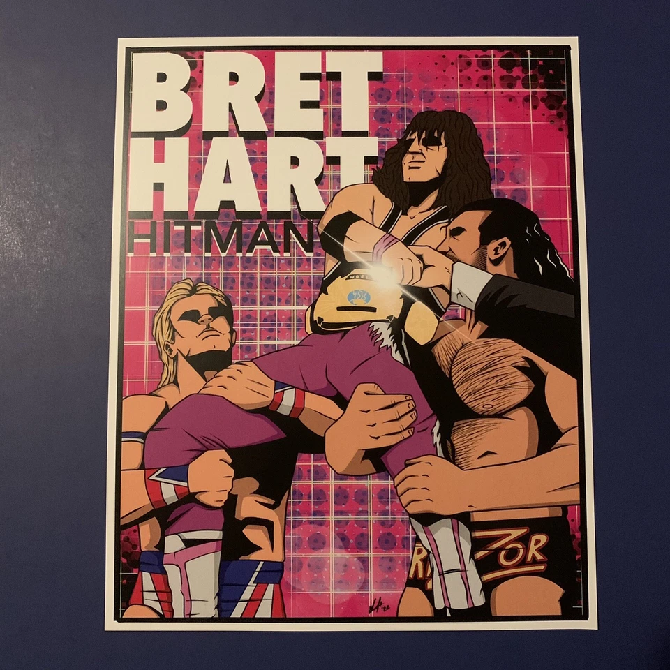 Botín de lucha libre profesional 8x10 impresión artística Brett The Hitman Hart Foto 1 de 1