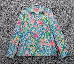 Lilly Pulitzer UPF 50+ Skipper Popover Damen XS 1/4 Zip Bunt Coral Bay Blau - Bild 1 von 12