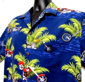 Camisa Hawaiana De Colección Aloha Republic Hombres L Follaje Chopper Motocicleta Tropical EE. UU. - Imagen 1 de 11