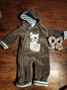 Warmer Overall Gr. 62/68 Innen Gefüttert Baumwolle Schön Kuschelig + Puschen 🐻 - Bild 1 von 8