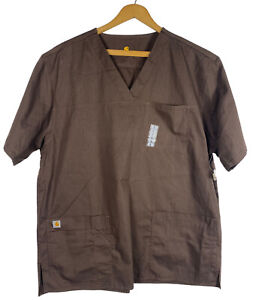 Carhartt Scrub Top Size Large Mens NEW Chocolate Brown Short Sleeve Ripstop