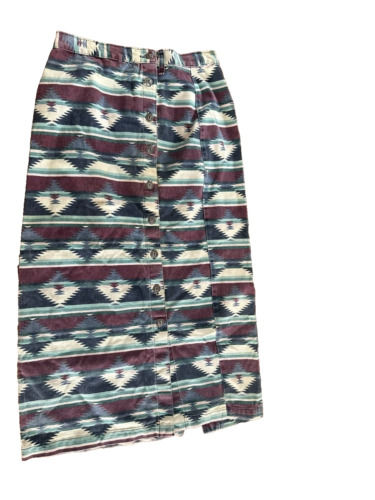 D.A.K. Made in the USA Size 14 Long Aztec Western Country Print Skirt