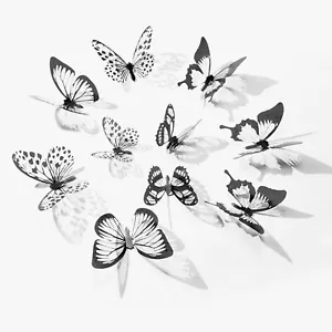 19 pcs 3d small butterfly wall decor, party, wedding, diy, home decoration - Picture 1 of 5