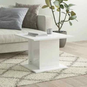 NNEVL Coffee Table High Gloss White 55.5x55.5x40 cm Chipboard - Picture 1 of 5