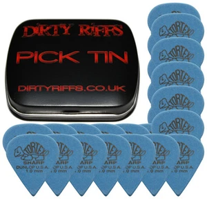 24 x Dunlop Tortex Sharp Guitar Picks / Plectrums - 1.00mm Blue In A Pick Tin - Picture 1 of 1