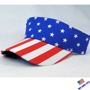 NWT Men's Women's Boy's Girl's USA FLAG Stars and Stripes Sun Visor Cap's Hat's - Picture 1 of 3