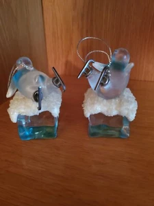 penguin glass ice cube ornaments pair - Picture 1 of 1