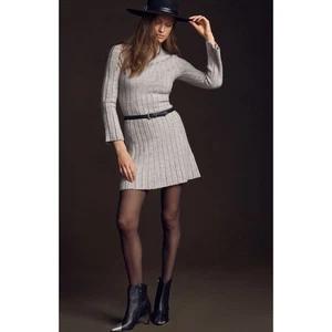 Neu mit Etikett von Anthropologie Gr. 1X Langarm A-Linie Pulloverkleid in Grau - Bild 1 von 4