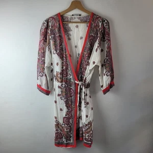 Zara Women Size M White Red Paisley Floral Wrap Dress Frill Smart Casual Summer - Picture 1 of 12