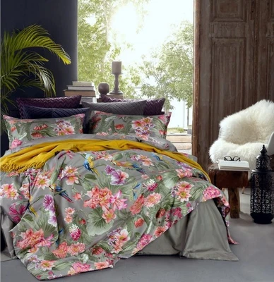 Ropa de cama vintage botánica con estampado de flores Eikei 400tc algodón satén flo... Foto 1 de 4